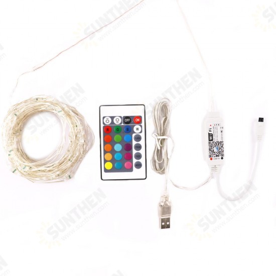 DC5V Smart APP USB 10M 100 LED String Light+WiFi Controller+24Keys IR Remote Control for Holiday Party Decor