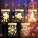 DC5V USB Santa Claus + Bell + Christmas Tree + Snowflake + Snowman 3D LED Hanging Window Curtain String Light