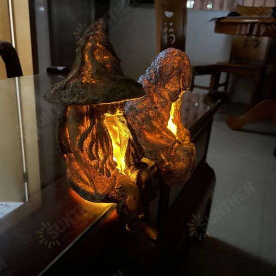 DIY Color Witch Solar Energy Lamp The Ghost Looking for Light Witch Solar LED Light Resin Lantern Halloween Ornament Decor Party Atmosphere Decorative