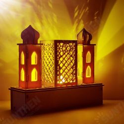 DIY LED Light Wooden Eid Mubarak Plaque Ramadan Home Party Ornament DIY LED Light Wooden Eid Mubarak Plaque Ramadan Home Party Ornament