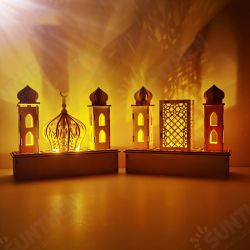 DIY LED Light Wooden Eid Mubarak Plaque Ramadan Home Party Ornament DIY LED Light Wooden Eid Mubarak Plaque Ramadan Home Party Ornament