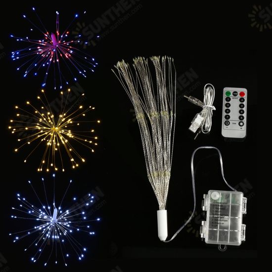 Dual Powered USB Battery 150 LED Starburst String Fairy Light Sliver Wire Wedding Party Home Decor