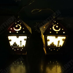 Eid LED Light Lantern Ramadan Festival Party Decorations Mubarak Muslims Islamic Three-dimensional House with LED Lamp Pendant Eid LED Light Lantern Ramadan Festival Party Decorations Mubarak Muslims Islamic Three-dimensional House with LED Lamp Pendant