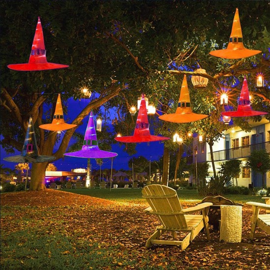 Halloween Hanging LED Witch Hat Party Prop Decor Costume Cosplay Accessory Supply