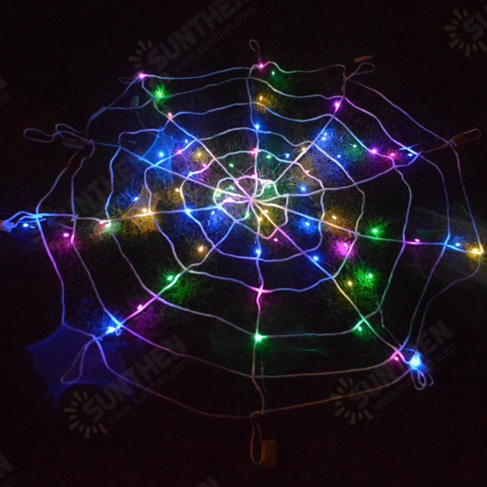 Halloween LED Spider Web String Light Outdoor Horror Party Props Lamp Cobweb Spooky Decor