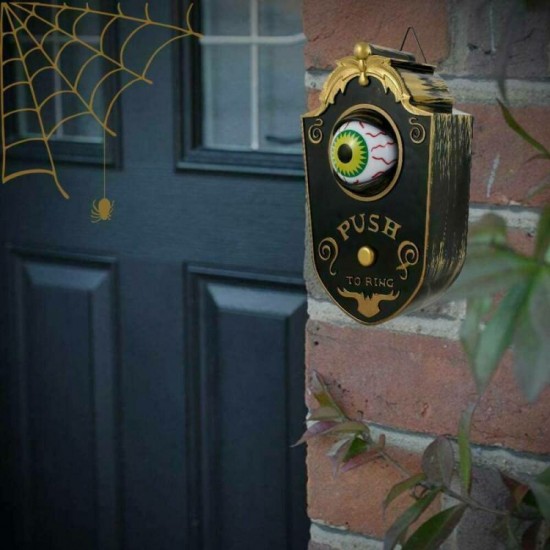 Halloween One Eyed Doorbell Decoration Horror Props Glowing Hanging Piece Whole Door Hanging Plastic Doorbell Eye Bell Decor