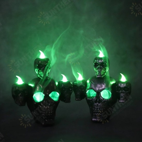 Halloween Smoke Horror Skull Head Lamp LED Electronic Candle Lights Haunted House Decoration Props