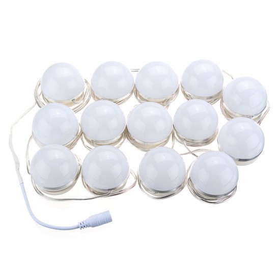 Hollywood Style 14Bulbs White LED Vanity Mirror Lights Kit + EU Power Supply Adapter+Dimmer