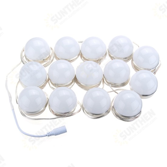 Hollywood Style 14Bulbs White LED Vanity Mirror Lights Kit + EU Power Supply Adapter+Dimmer