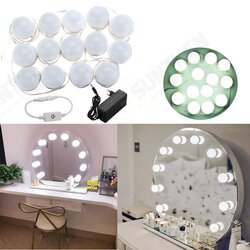 Hollywood Style 14Bulbs White LED Vanity Mirror Lights Kit + EU Power Supply Adapter+Dimmer Hollywood Style 14Bulbs White LED Vanity Mirror Lights Kit + EU Power Supply Adapter+Dimmer