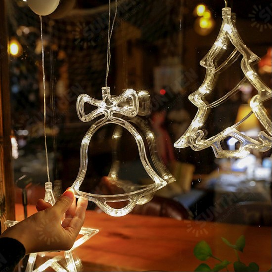 LED Christmas Suction Cup Night Light Ornament Wall Window Hanging Lamp Home Decor