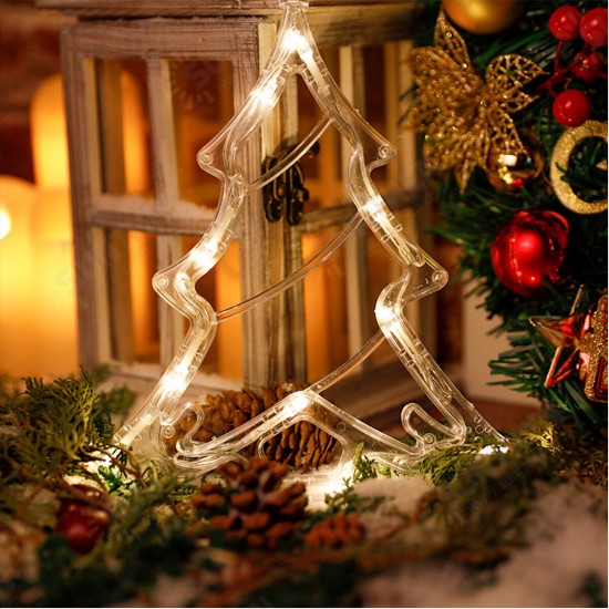 LED Christmas Suction Cup Night Light Ornament Wall Window Hanging Lamp Home Decor