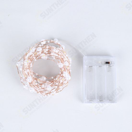 LED Copper Wire Pearls Night Light Home Decor Sweet Romantic String Light For Wedding Bedroom Party