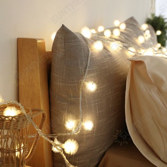 LED Cute Hair Ball Shape String Light Battery Powered Copper Wire Fairy Lights Garden Terrace Party Holiday Decoration Light String LED Cute Hair Ball Shape String Light Battery Powered Copper Wire Fairy Lights Garden Terrace Party Holiday Decoration Light String
