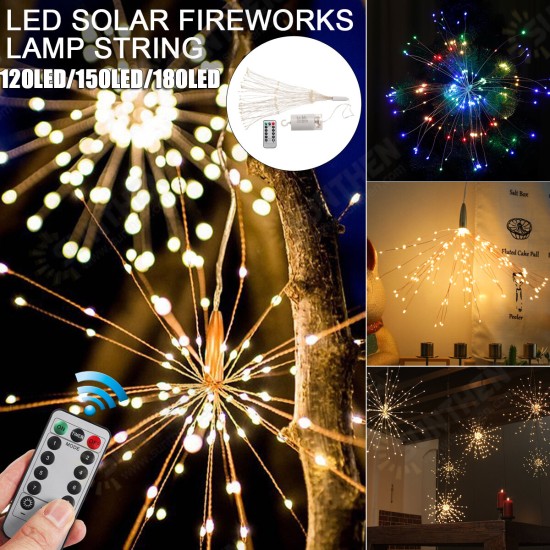 LED Firework Lights Copper Wire Starburst String Lights 8 Modes Battery Power Christmas Decoration Lights