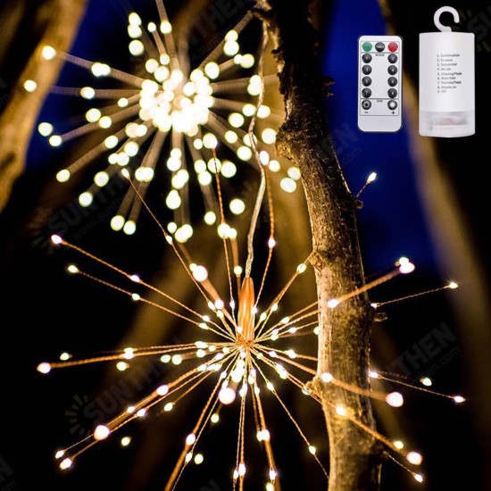 LED Firework Lights Copper Wire Starburst String Lights 8 Modes Battery Power Christmas Decoration Lights