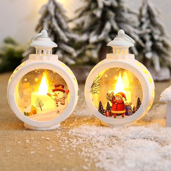 LED Santa Claus Round Light Ornament Christmas Night Light Christmas Party Decoration for Home Decor Kids Gift