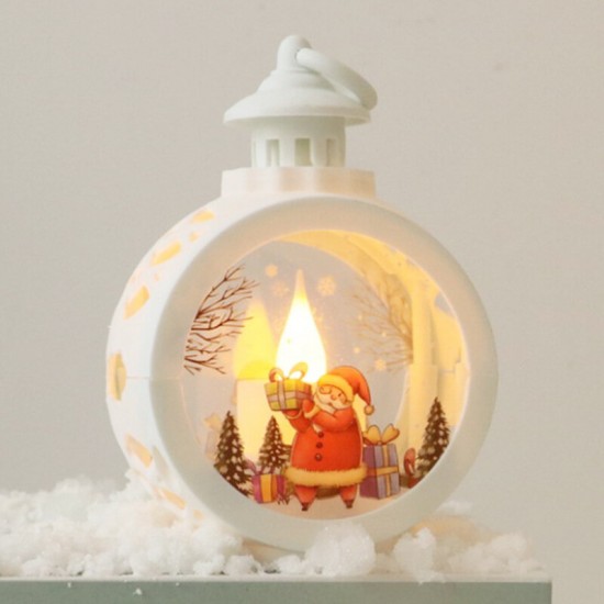 LED Santa Claus Round Light Ornament Christmas Night Light Christmas Party Decoration for Home Decor Kids Gift