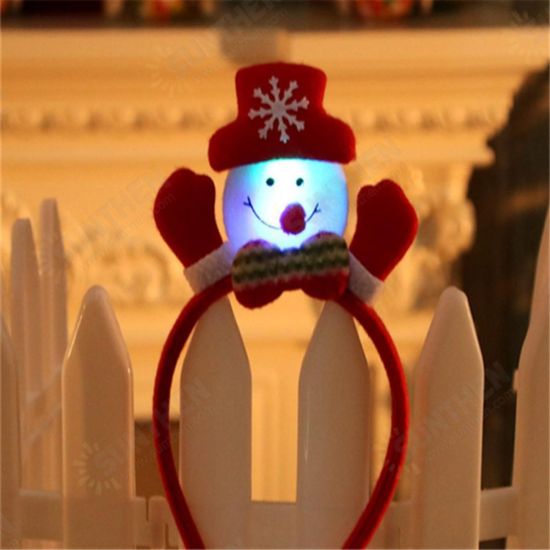 LED Single Headband Hair Band Christmas Santa Deer Snowman Bear Pattern with RGB Light