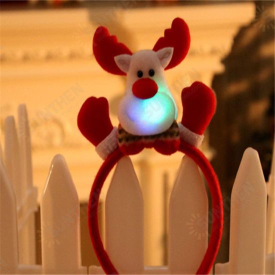 LED Single Headband Hair Band Christmas Santa Deer Snowman Bear Pattern with RGB Light