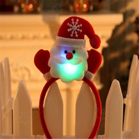 LED Single Headband Hair Band Christmas Santa Deer Snowman Bear Pattern with RGB Light