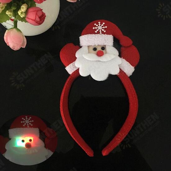 LED Single Headband Hair Band Christmas Santa Deer Snowman Bear Pattern with RGB Light