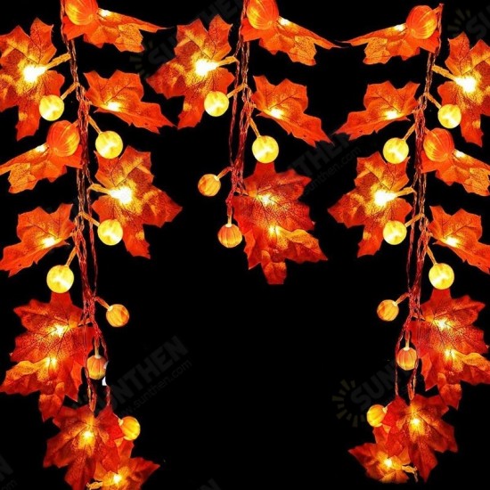 LED String Lights Maple Leaves Garland LED Fairy Lights for Christmas Decoration Halloween Pumpkin Holiday Party