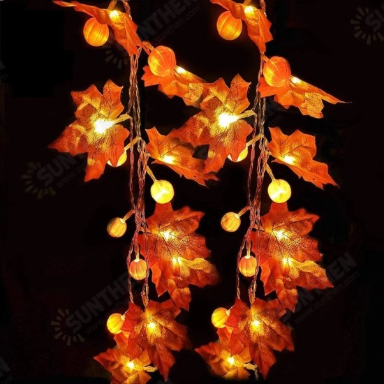 LED String Lights Maple Leaves Garland LED Fairy Lights for Christmas Decoration Halloween Pumpkin Holiday Party