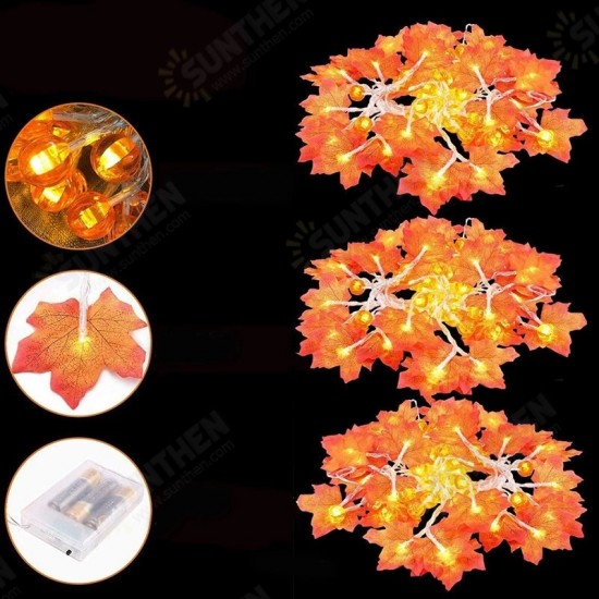 LED String Lights Maple Leaves Garland LED Fairy Lights for Christmas Decoration Halloween Pumpkin Holiday Party