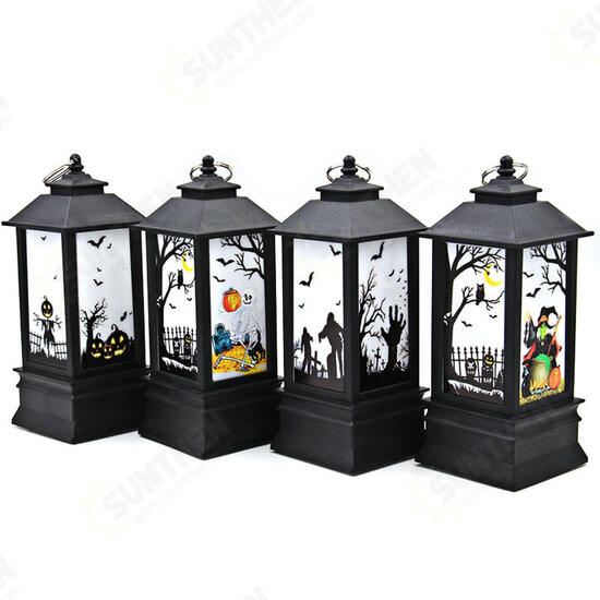 Battery Powered Hanging Lantern Holiday Light Pumpkin Flame Lamp for Halloween Decor DC4.5V