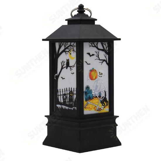 Battery Powered Hanging Lantern Holiday Light Pumpkin Flame Lamp for Halloween Decor DC4.5V