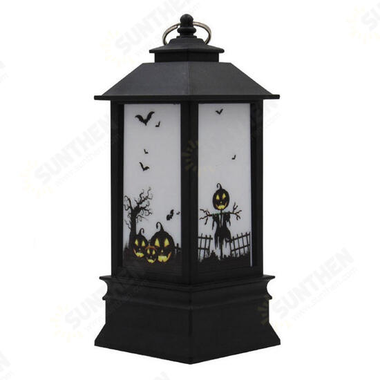 Battery Powered Hanging Lantern Holiday Light Pumpkin Flame Lamp for Halloween Decor DC4.5V