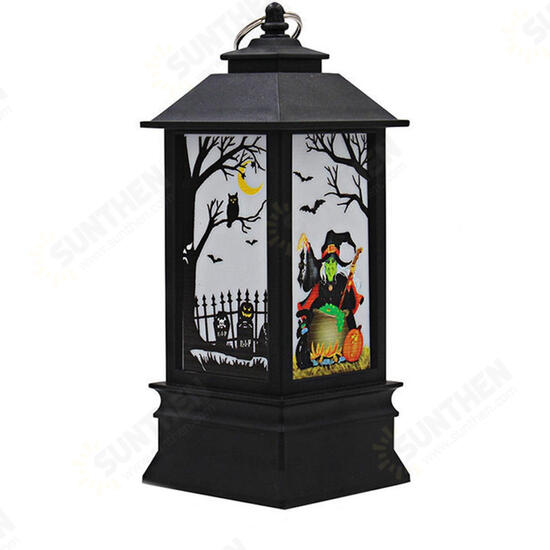 Battery Powered Hanging Lantern Holiday Light Pumpkin Flame Lamp for Halloween Decor DC4.5V