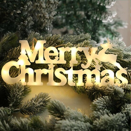 Merry Christmas Neon Night Light Hanging Tree Decoration Lights Letter Modeling Lights Outdoor Lamp Christmas For Garden Decoration