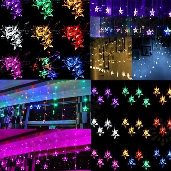 Multi 3.5M 100SMD Five-Pointed Star LED String Curtain Lights Xmas Wedding Decor 220V