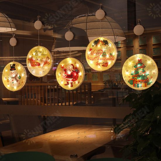 Santa Claus Snowman Elk Merry Christmas Tree Window Hanging Battery Powered LED Night Light for Holiday Home Decor Santa Claus Snowman Elk Merry Christmas Tree Window Hanging Battery Powered LED Night Light for Holiday Home Decor
