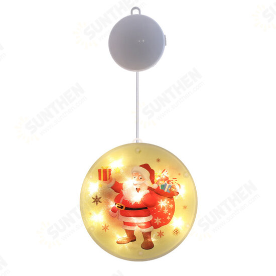 Santa Claus Snowman Elk Merry Christmas Tree Window Hanging Battery Powered LED Night Light for Holiday Home Decor