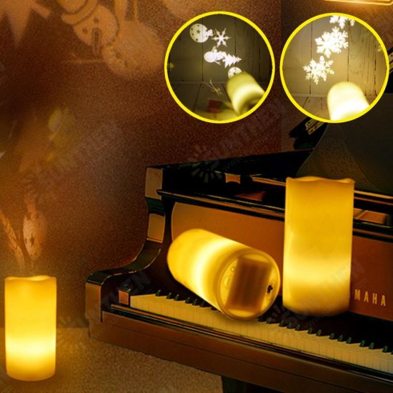 Snowflake Snowman Christmas Tree Battery Operated Candle Night Light LED Projector Desk Lamp For Kids Gifts