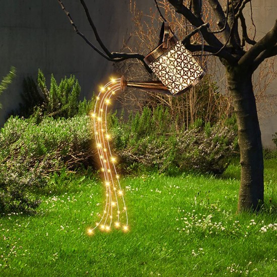 Solar Light Art Lamp Powered LED Fairy Copper Wire Waterproof String Lights Watering Can Outdoor Garden Decoration