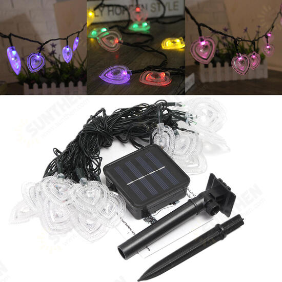 Solar Power 8 Modes 20 LED Heart Shape String Light Outdoor Garden Wedding Party Holiday Decor Lamp