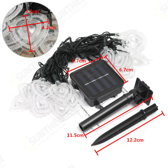 Solar Power 8 Modes 20 LED Heart Shape String Light Outdoor Garden Wedding Party Holiday Decor Lamp