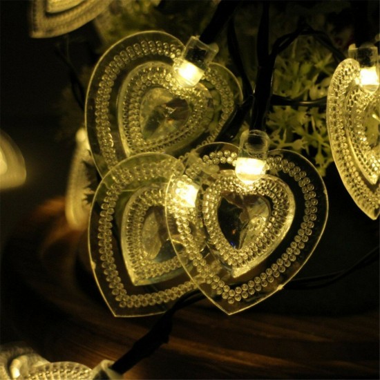 Solar Power 8 Modes 20 LED Heart Shape String Light Outdoor Garden Wedding Party Holiday Decor Lamp