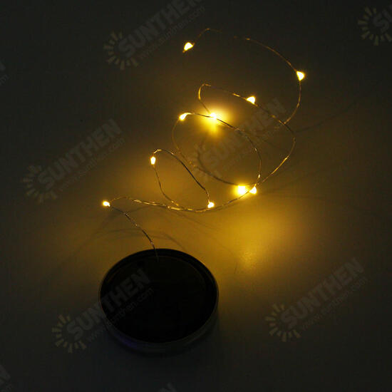 Solar Powered 1M 10LEDs Mason Jar Lid Insert Fairy String Light for Garden Christmas Party