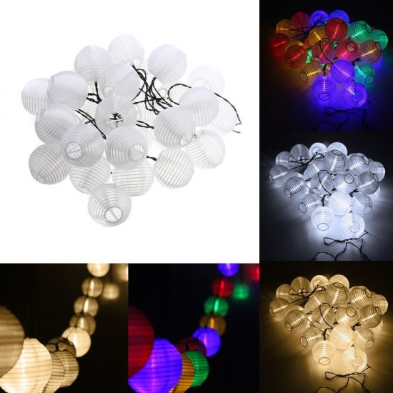 Solar Powered 30LED Fairy String Light White Shell Lantern Xmas Wedding Garden Lamp