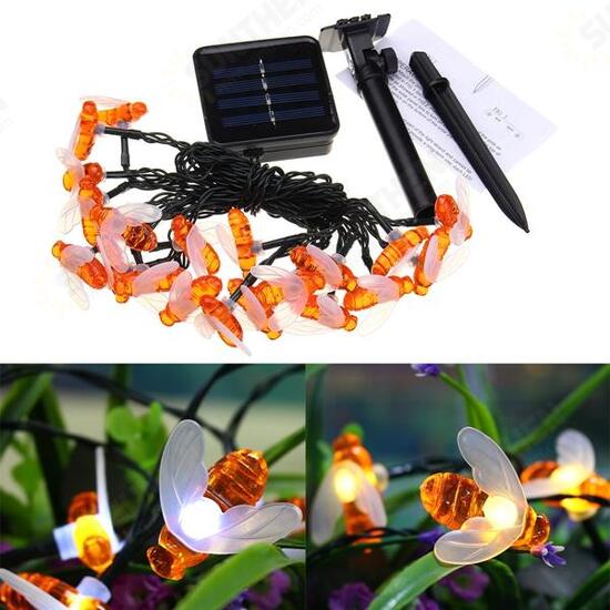 Solar Powered 5M 20LEDs Waterproof Honey Bee Fairy String Light for Garden Yard Christmas Solar Powered 5M 20LEDs Waterproof Honey Bee Fairy String Light for Garden Yard Christmas