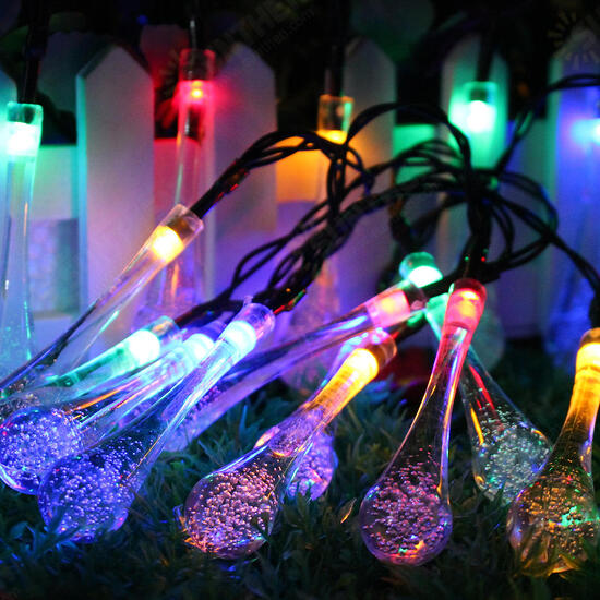 Solar Powered Outdoor 50 LED Droplet Fairy String Light Wedding Christmas Party Home Decor Lamp DC3V