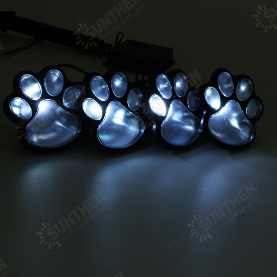 Solar Powered Pure White 4 Dog Animal Paw Print Outdoor LED Fairy String Lights for Garden