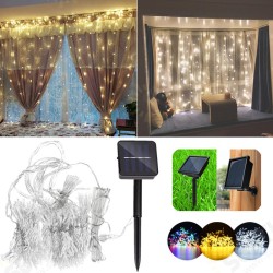 Solar Powered Waterproof Two Installations 300 LEDs Fairy Curtain String Light For Christmas Solar Powered Waterproof Two Installations 300 LEDs Fairy Curtain String Light For Christmas