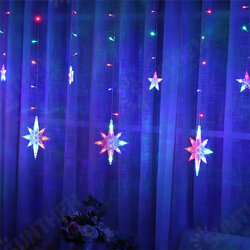 Star Curtain Window String Light LED Fairy Christmas Decorations Lights Holidays Party Wedding Outdoor Garden Lamp