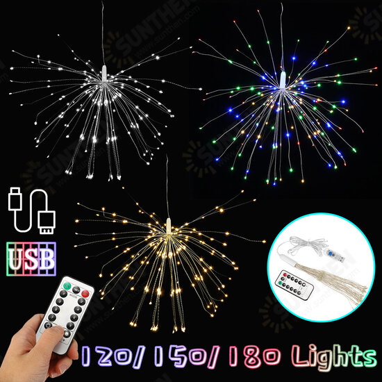 USB 120/150/180 LED Hanging Firework Fairy String Light Party Home Wedding Decor